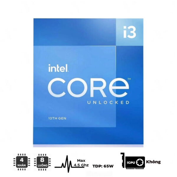 69896 Cpu Intel Core I3 13100f Up To 4 5ghz 4 Nhan 8 Luong 12mb Cache 65w Socket Intel Lga 1700 Raptor Lake